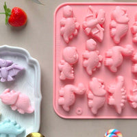 DIY 12-Cavity Dinosaur Silicone Mold for Candy Chocolate Jelly Ice Mousse Cake Baking