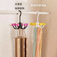 Rotating 6-Claw Hook Hanger for Cabinet Organization - Punch-Free Multi-functional Storage for Bags, Hats, and Underwear