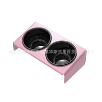 Elevated Ceramic Pet Food Bowl Set for Cats and Small Dogs, Tilted Design for Neck Protection, Anti-Vomiting, Double/Triple Bowls