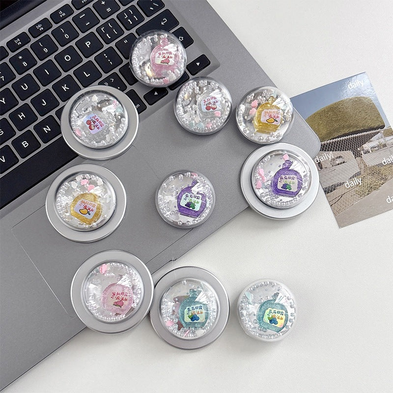 Korean Pop-Up Phone Grip with Magnetic Mount and Stand, Bubble Tea Design