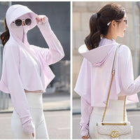 Ice Silk UV Protection Sun Hat with Integrated Face Mask and Shawl for Cycling