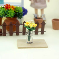 1:12 Scale Miniature Rose Potted Plant for Dollhouse Decor