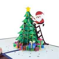 3D Pop-Up Christmas Tree Greeting Cards Laser Engraved Creative Holiday Cards
