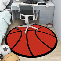 Round Crystal Velvet Sports Ball Area Rug for Room Decor, Non-Slip Mat for Computer Chair