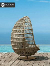 Outdoor Wicker Hanging Basket Swing Chair for Patio Balcony Garden, Leisure Lounge Rocking Chair