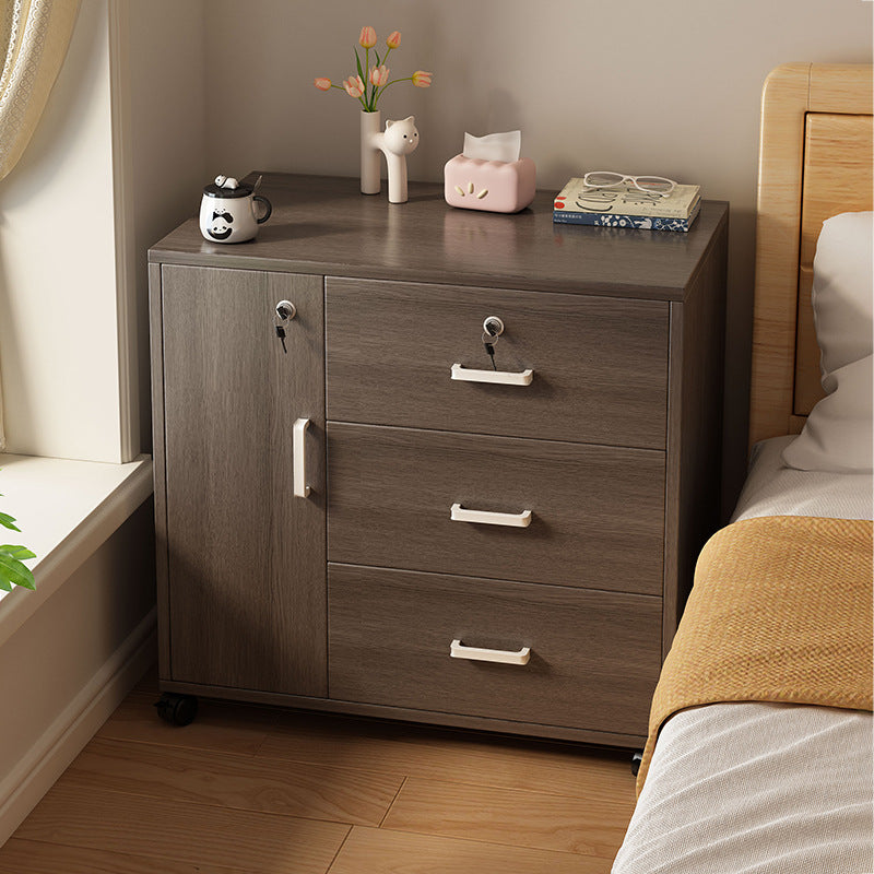 Bedside Table, Minimalist Bedroom Home Storage Rack, Multi-Tier Bedside Shelf, Simple Storage Cabinet with Drawer for Rental Room