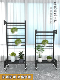 New Outdoor Balcony Rust-Proof Metal Climbing Plant Stand Multi-Layer Flower Pot Hanging Rack with Wheels for Green Plants