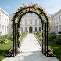 European Style Wrought Iron Archway for Climbing Plants, Roses, and Vines - Rust-Resistant Garden Arbor