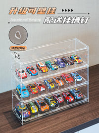 Acrylic Display Case for Diecast Model Cars, Wall Mountable Toy Car Organizer, Compatible with Tomica