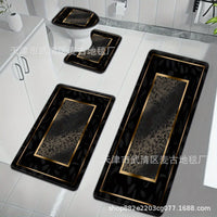 Geometric Patchwork Faux Cashmere Bathroom Mat Set