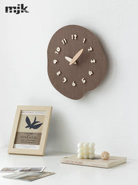 MJK Nordic Solid Wood Creative Wall Clock for Living Room, Silent Home Decor Timepiece