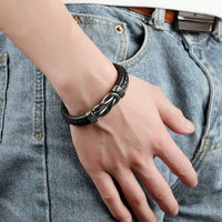 Vintage Braided Bracelet for Men, Stainless Steel Ethnic Style Wristband