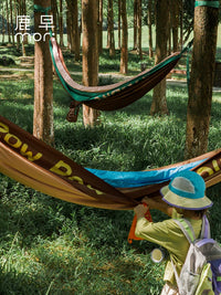 Deer Morning Outdoor Double Hammock with Anti-Roll Design for Camping & Picnics