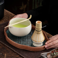 Ru Kiln Matcha Bowl with Spout and Whisk Set for Japanese Tea Ceremony