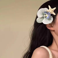 Orchid Starfish Hair Clip for Women, Side Clip Hairpin for Beach Photoshoots