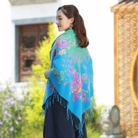 Ethnic Style Thickened Warm Shawl Scarf with Tassels for Winter
