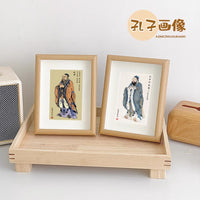 Confucius Portrait Desk Ornament with Glass Photo Frame for Study Room Decor