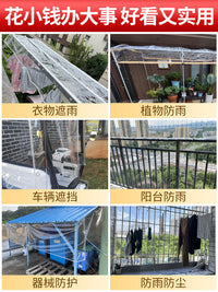Transparent PVC Tarpaulin Waterproof Rainproof Sunshade Cover with Reinforced Edges for Balcony and Outdoor Enclosures
