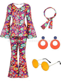 70s 80s Hippie Halloween Costume Set with Paisley Print