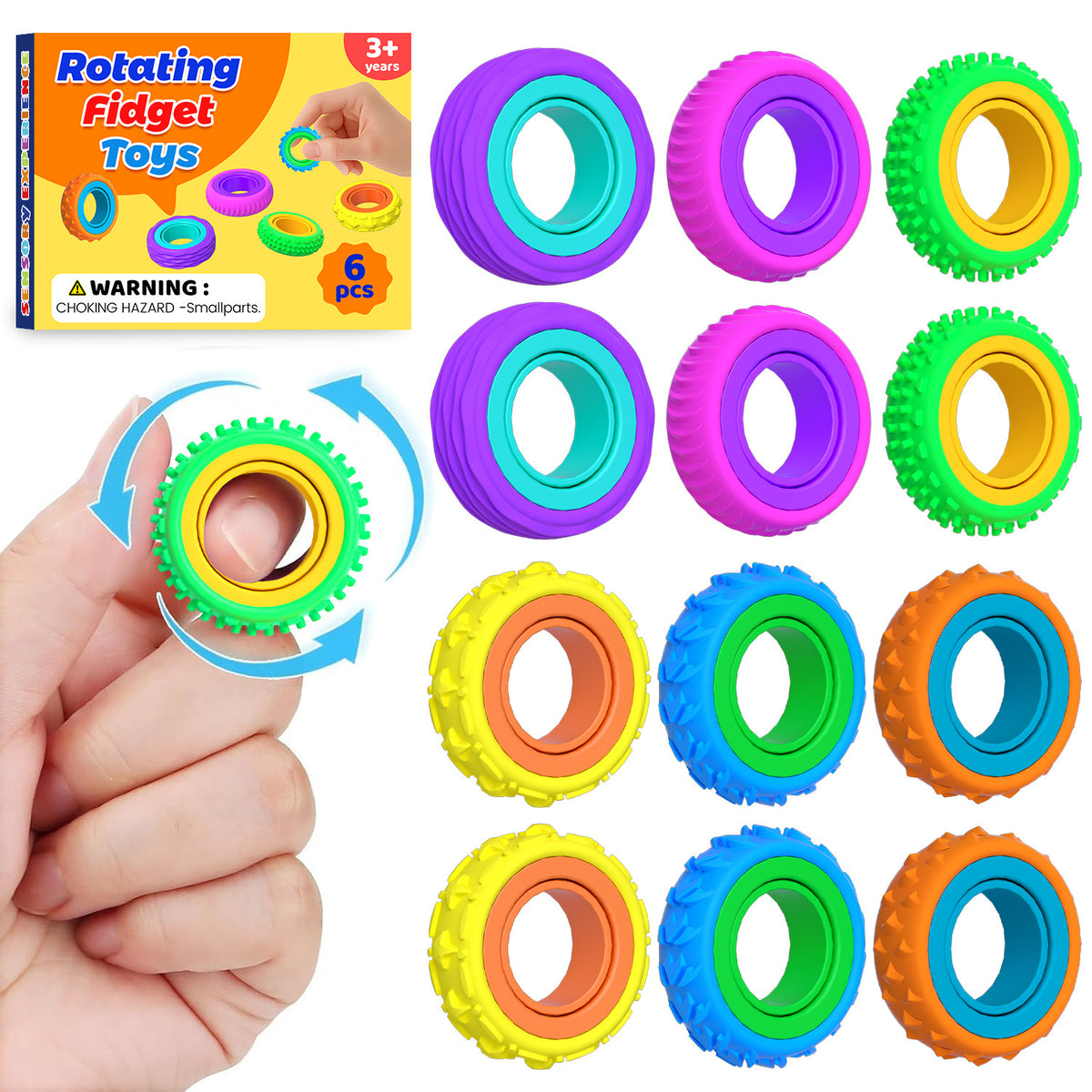Fidget Sensory Silicone Rings for Stress Relief and Focus