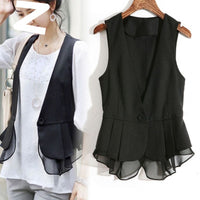 Women's Sleeveless Vest Thin Korean Style Blazer Waistcoat for Spring Summer