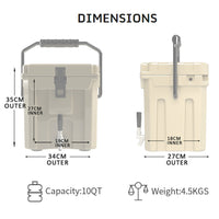 2.5 Gallon Portable LLDPE Rotomolded Cooler Ice Chest with Handle for Outdoor Activities