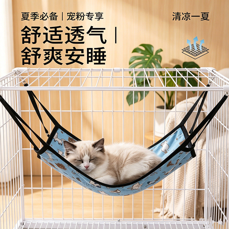 Cat Hammock Bed for Cages - Hanging Pet Mat with Hooks