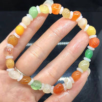 Natural Alashan Gobi Agate Colorful Beaded Bracelet