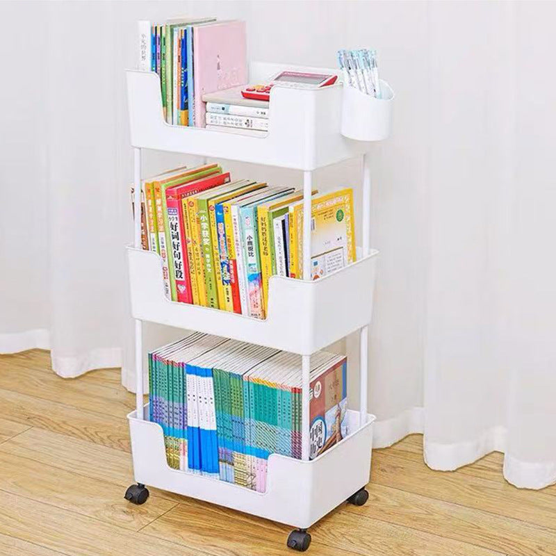 Rolling Bookshelf Cart with Wheels, Multi-layer Storage Rack for Home Office & Kids' Toys