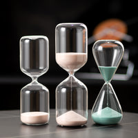 Borosilicate Glass Sand Timer for Desk Decor and Time Management, 15/30/60 Minute Options
