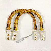 Bamboo Handle with Leather Buckle and Rivets for DIY Bag Making