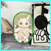 20CM Cotton Doll Carrier Bag with Transparent Display Window, Crossbody Shoulder Bag for Outings