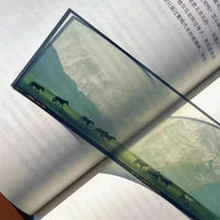 Acrylic Mountain and Grassland Bookmark Ticket Holder for Collection and Display