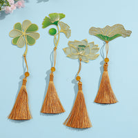 Vintage Metal Leaf Bookmark with Tassel - Hollowed Plant Vein Design for Books, Gifts