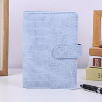A6 6-Hole Crocodile Pattern Binder Notebook with Zipper Pockets for Cash Storage and Journaling