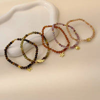 Colorful Stone Mini Bracelet with Butterfly Charm, Multi-layer Beaded Summer Bracelet