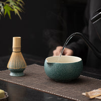 Japanese Style Matcha Whisk Holder and Bowl Set - Speckled Glaze Ceramic