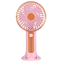 Portable USB Rechargeable Handheld Fan with LED Light and Phone Stand for Desk, Dorm, Office