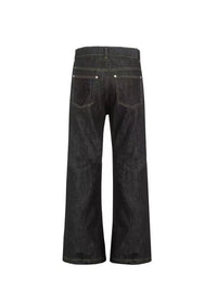 Hxx 13oz Raw Denim Flared Jeans with Embroidery for Men and Women