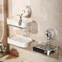 Suction Cup Soap Dish Wall Mounted Drainable Bathroom Storage Organizer