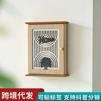 Wooden Wall-Mounted Key Storage Box with Hooks for Entryway Decor