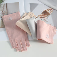 Women's UV Protection Half-Finger Cotton Gloves for Driving and Cycling