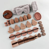 40-Piece Green Professional Makeup Brush Set with Wooden Handles, Foundation, Contour, Concealer Brushes & Sponge