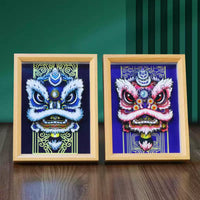 3D Paper Carving Lion Dance Shadow Box DIY Kit - Traditional Chinese Art Craft for Home Decor & Gifting