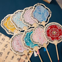 DIY Song Brocade Pearl Round Fan Kit with Tassel - Chinese Style Craft for Kids & Adults