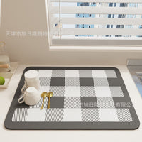 Diatomaceous Earth Kitchen Countertop Drying Mat, Non-Slip Absorbent Dish Drainer Pad for Tableware