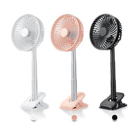 USB Rechargeable Telescopic Camping Fan with Clip and Timer, 360-Degree Rotation, Portable Desk Fan