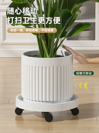 Heavy-Duty Round Plant Caddy with Wheels and Water Tray, Mobile Planter Stand for Indoor/Outdoor Use
