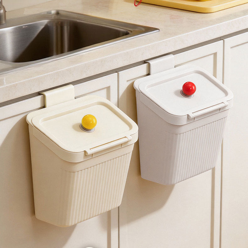 Nordic Style Wall-Mounted Kitchen Trash Can with Lid, Large Capacity for Home Bathroom
