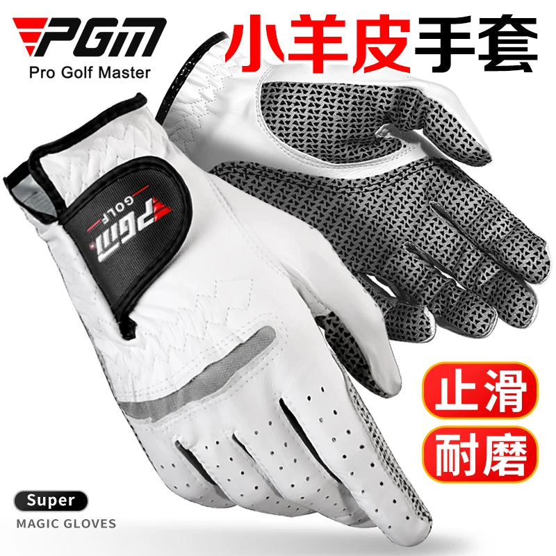 PGM Men's Sheepskin Golf Glove Anti-Slip Leather for Left or Right Hand